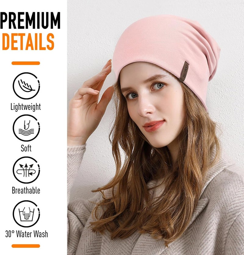 HAMUNI Slouchy Beanie for Women Cotton Beanies Hats Men Lightweight Soft Chemo Headwear Warm Skull Cap for All Seasons - Image 2
